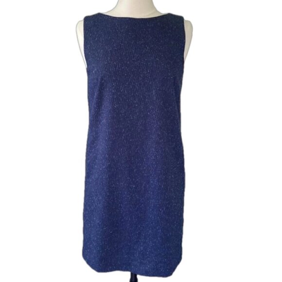 Theory Sleeveless Navy SIZE 8 Sheath Shift Dress Fitted Virgin Wool - Picture 1 of 10